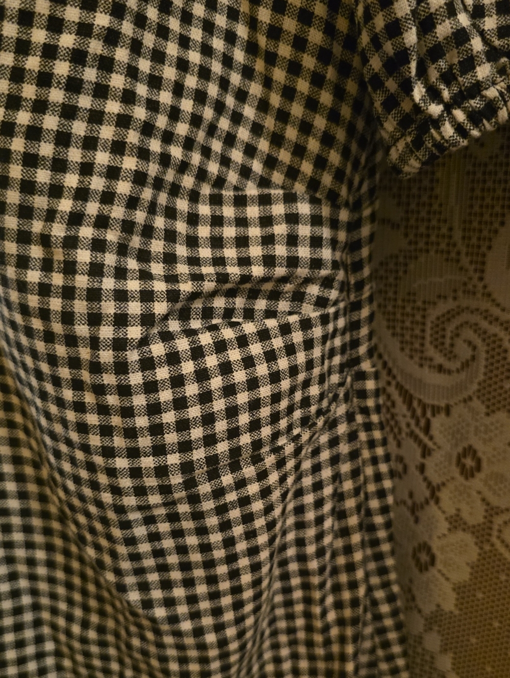 New A New Day Women's 4 Black White Gingham Check Puff-Sleeve Square-Neck Dress - Picture 4 of 9